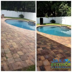 paving around pool before and after