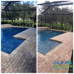 paving around a pool before and after